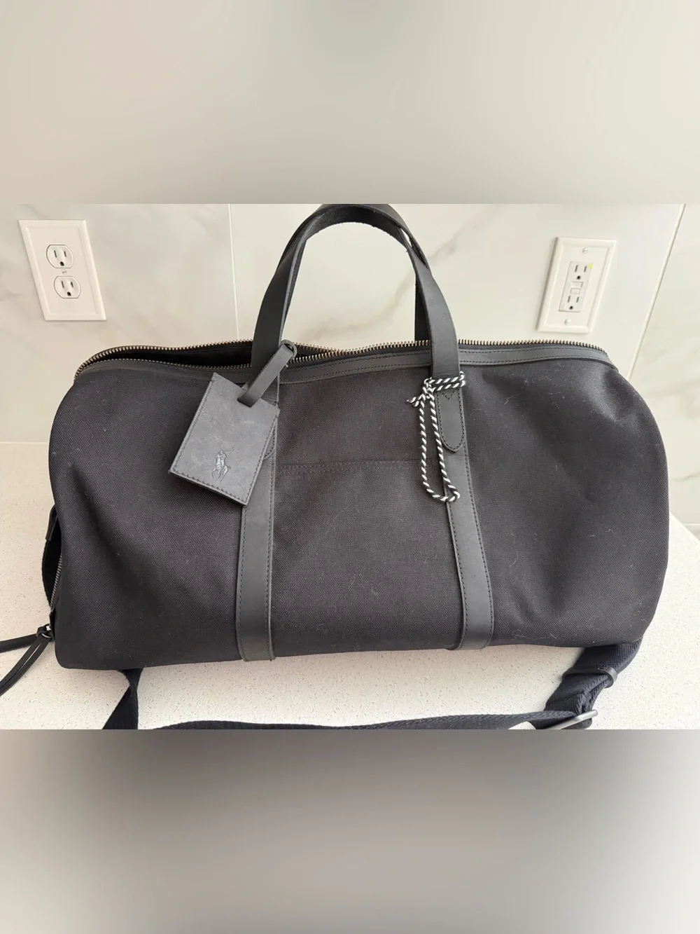 POLO RALPH LAUREN Canvas and Leather Dufflebag Black